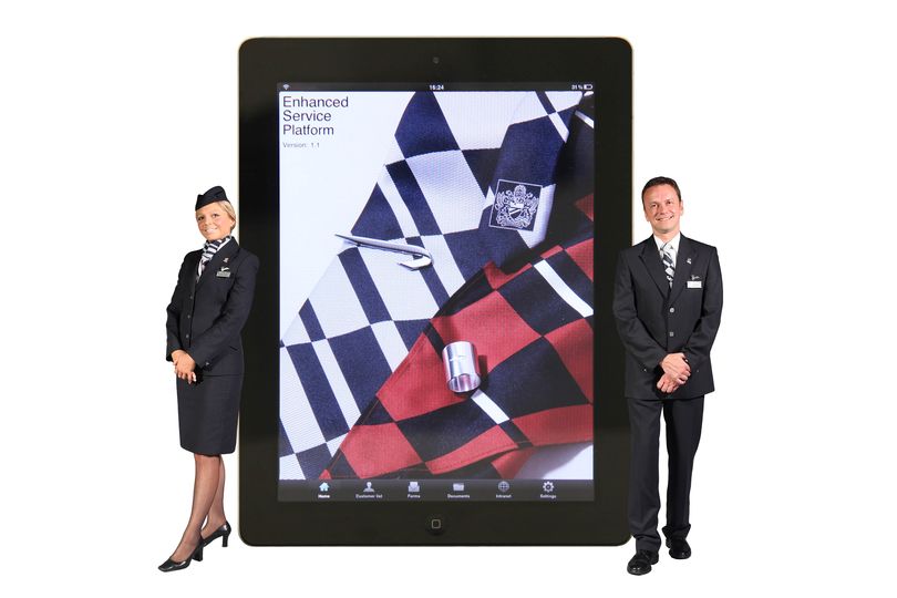 BA crew and iPad not to scale. (Phew.)